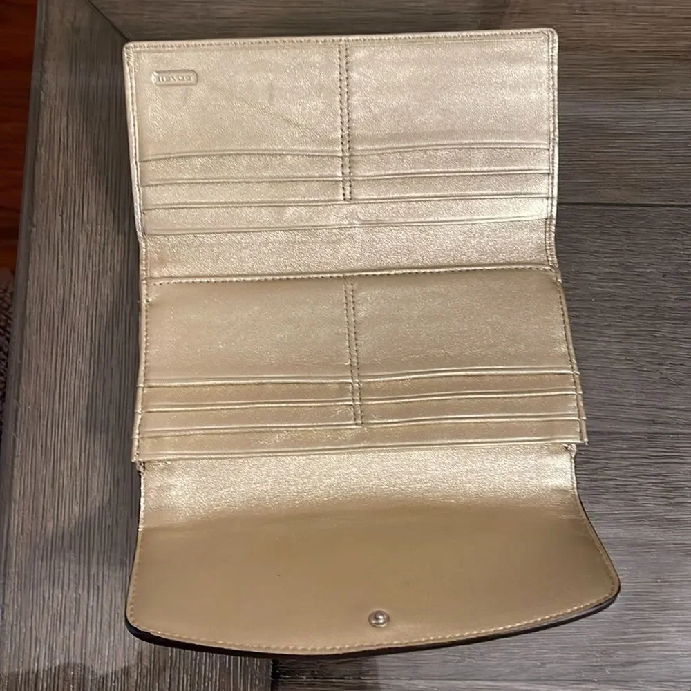 Coach Long Women's Wallet White & Gold